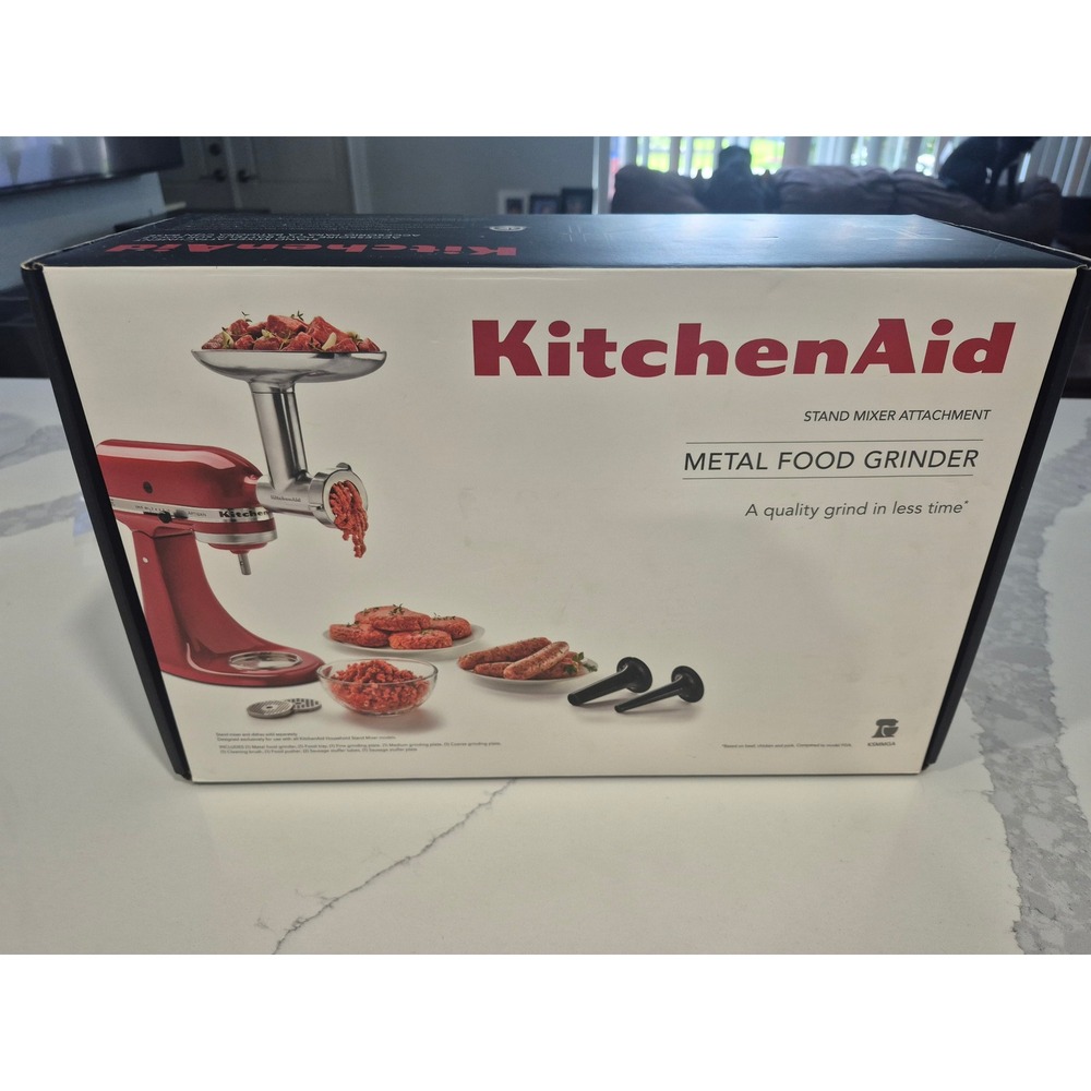 KitchenAid Metal Food Grinder Stand Mixer Attachment KSMMGA Silver Meat Grinder